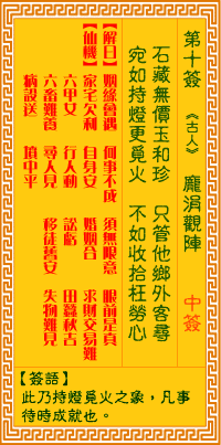 观音灵签 第十签：庞涓观阵